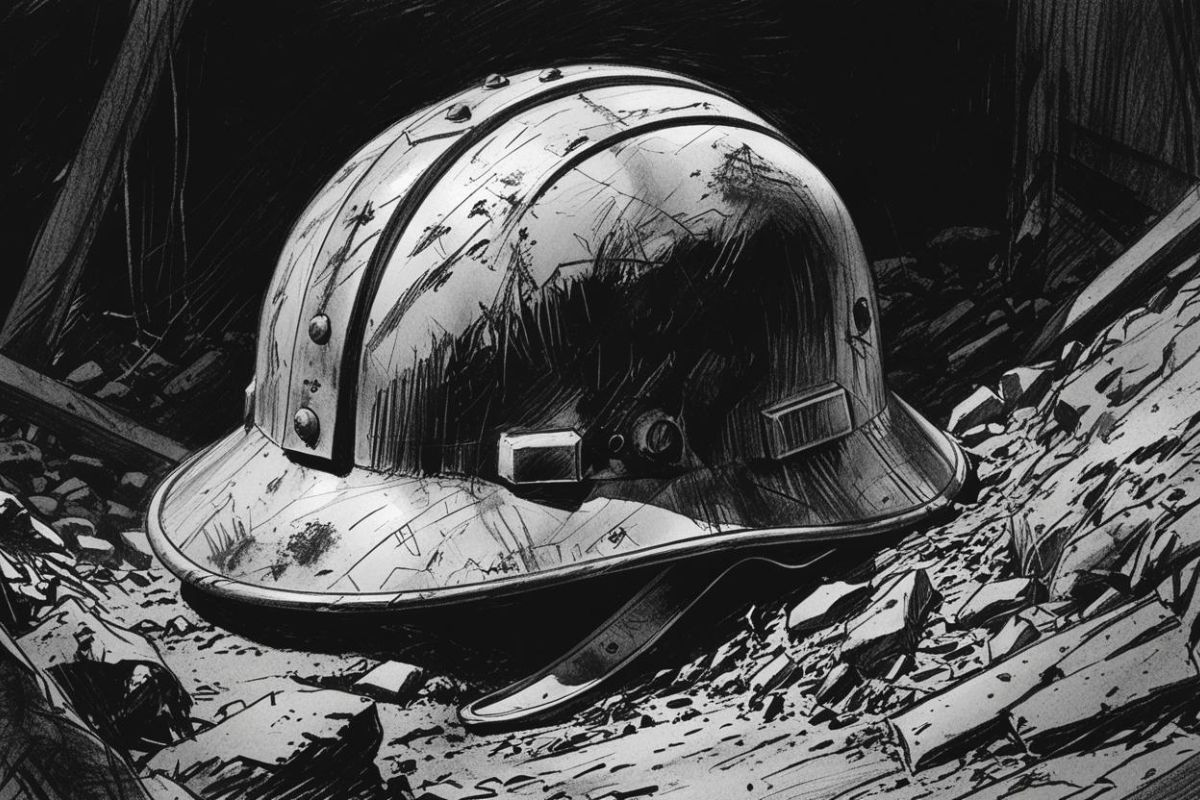 埋まったままのヘルメット