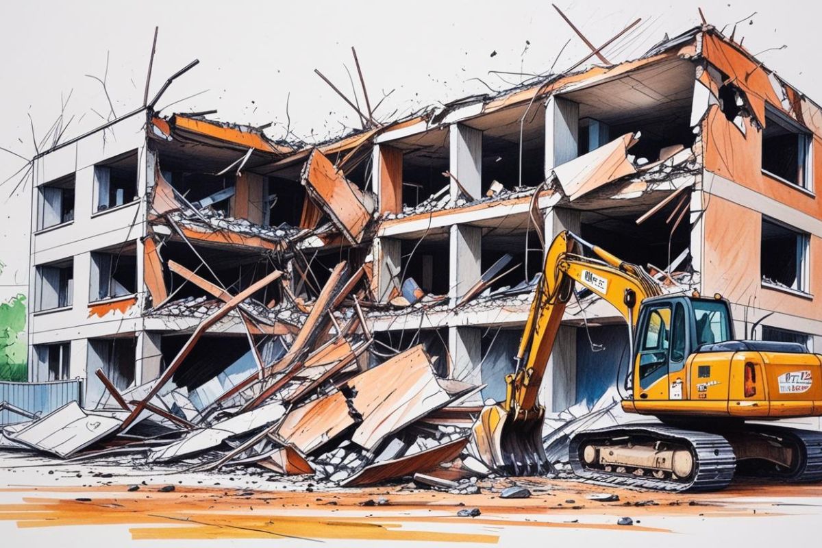 解体音にまぎれた声